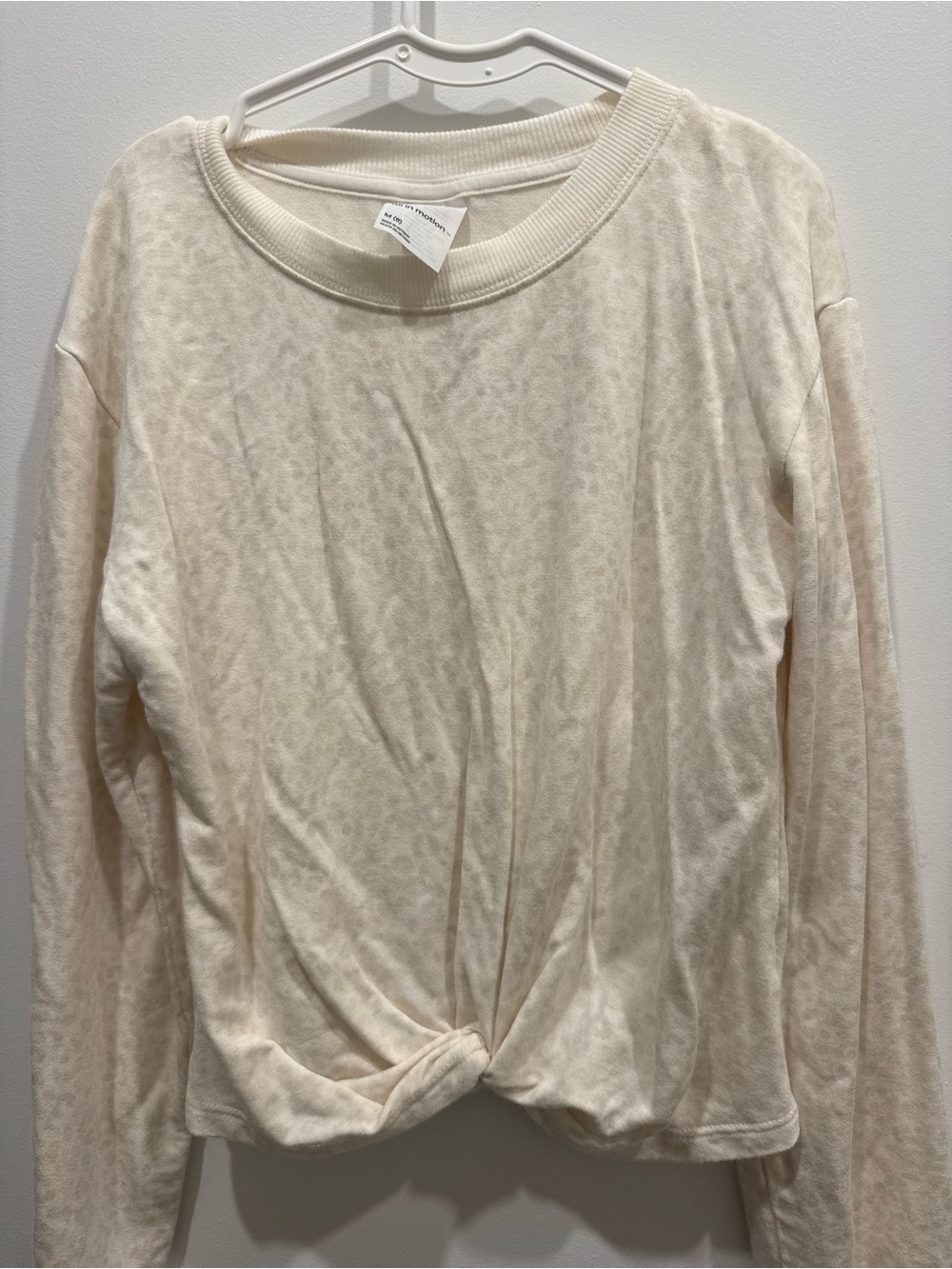 Girls Cream Long-Sleeve Knot-Front Top